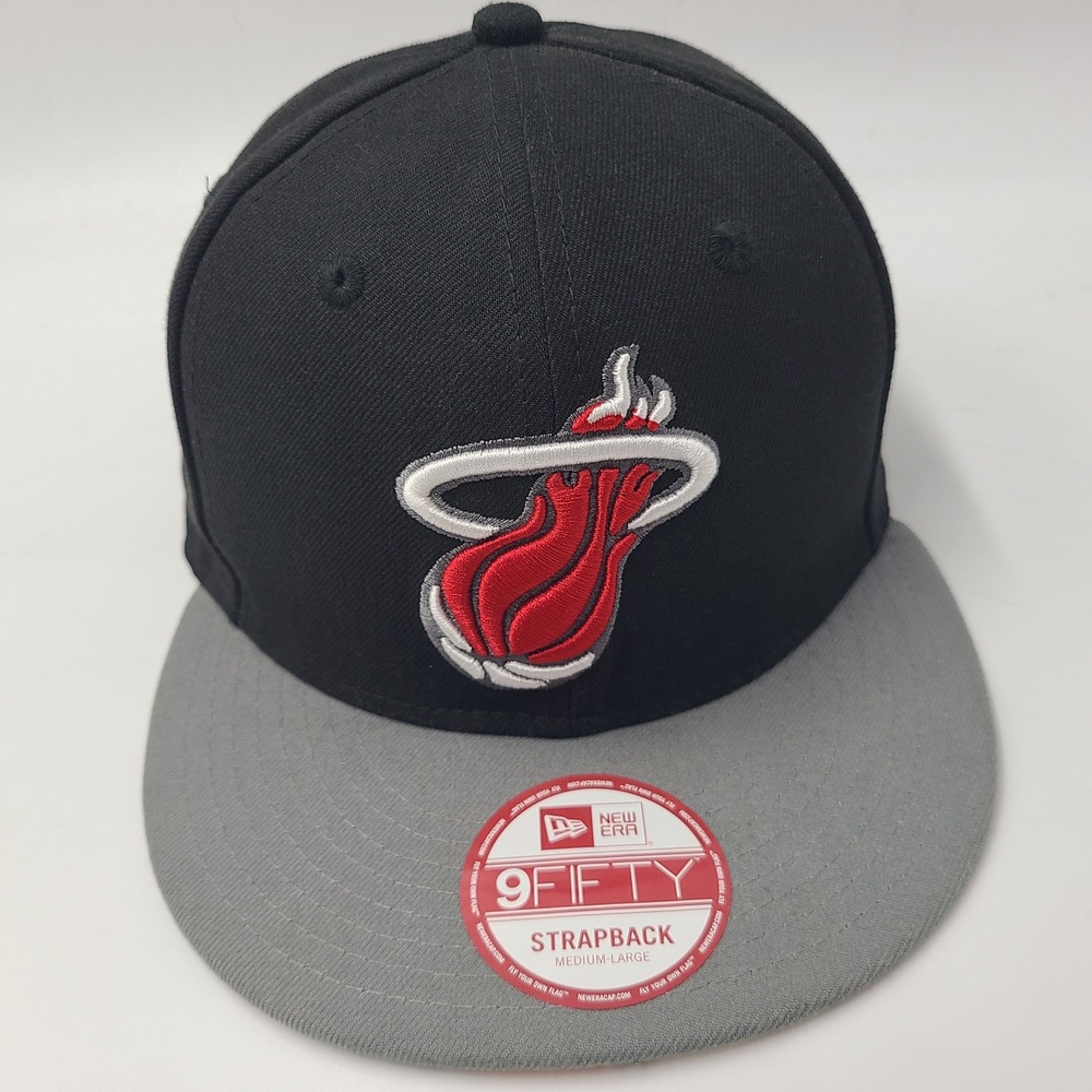 Miami Heat Hat Strapback New Era 9Fifty Black Gray NBA Hardwood‎ Classics Men